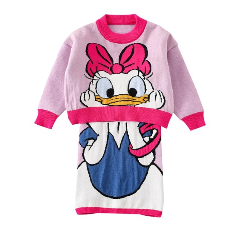 Весенне-осенний комплект для девочек повседневный маленьких свитер с длинными