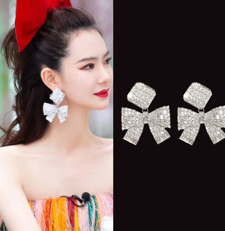 

925 silver exaggerated bow earrings earrings earrings earrings female