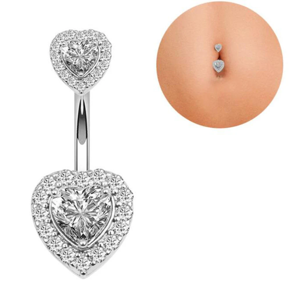 

1pcs Crystal Navel Ring Bar Barbell Drop Dangle Body Piercing Belly Button Rings Men Women Body Jewelry Sexy Heart Navel Ring