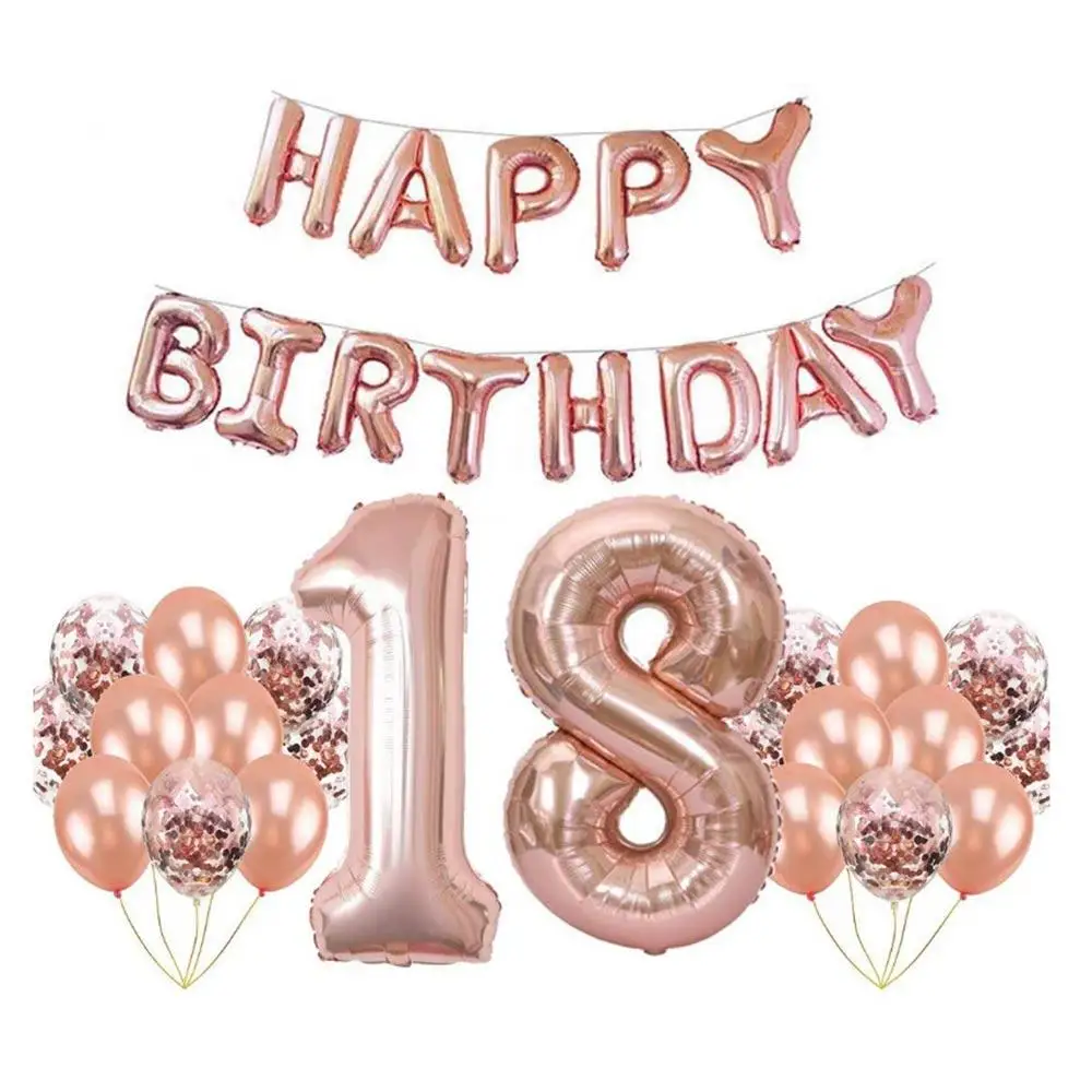 

Foil Balloon Rose Gold Birthday Party Decoration Wedding Summer Lovely 18th Birthday Balloon Birthday Ballon