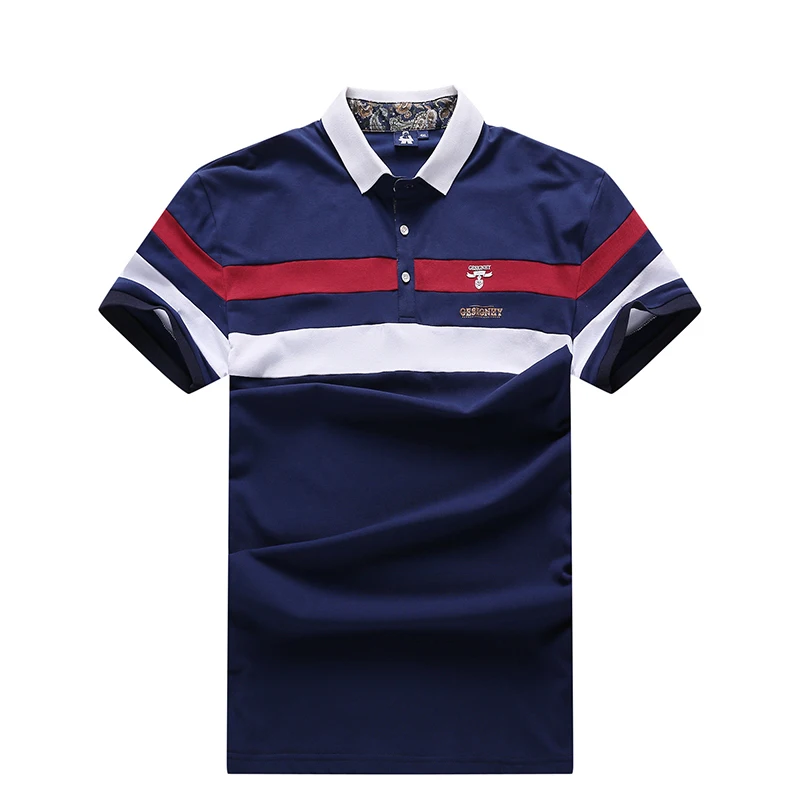 Рубашка-поло мужская с коротким рукавом хлопок дышащая в полоску Повседневная