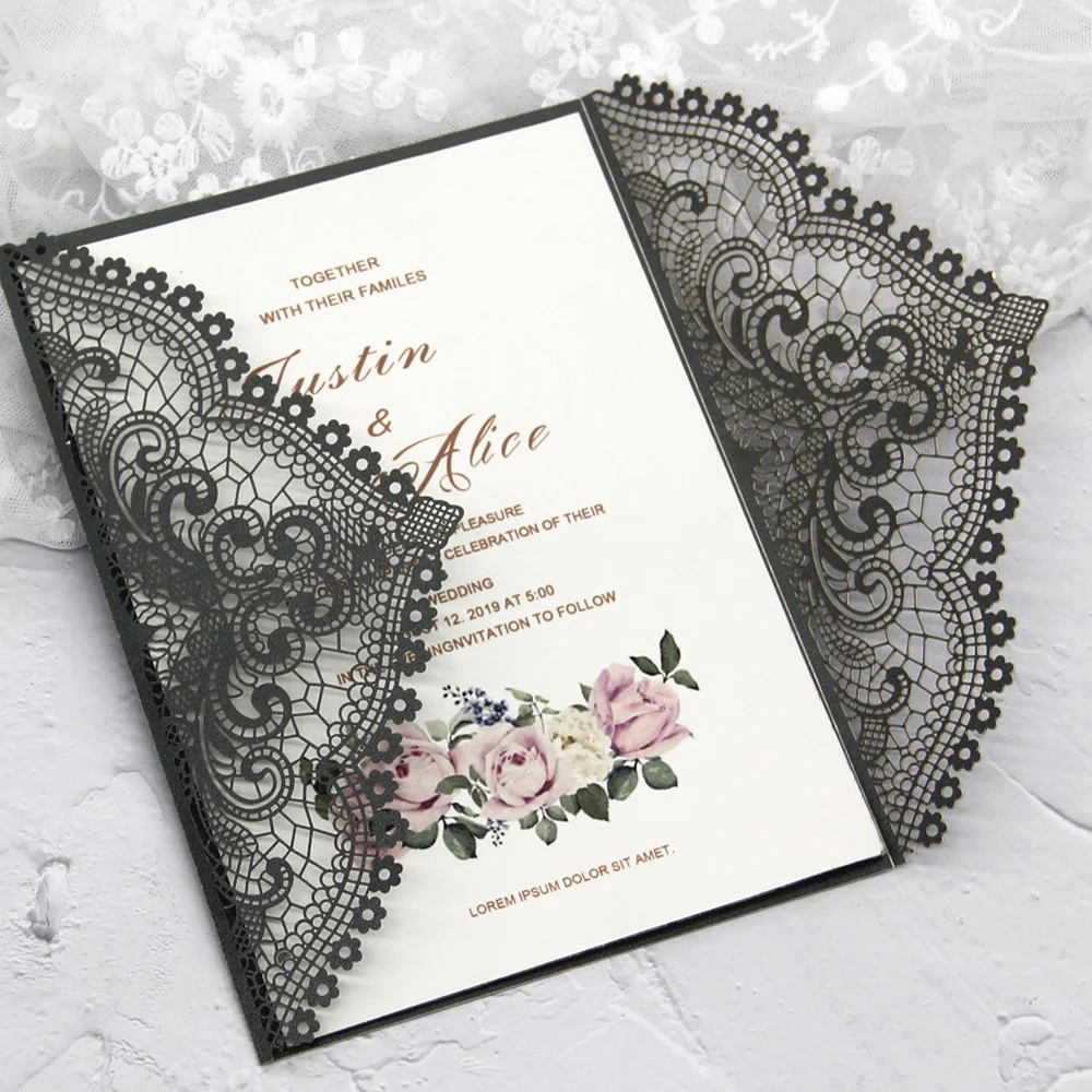 50 шт. лазерная резка свадебные приглашения для свадьбы Элегантные Изящные резные