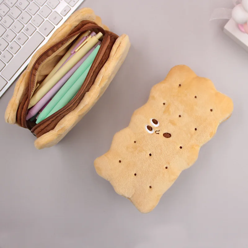 

Cute Creative Cookie Sandwich Soft Plush Pencil Case Bag Kawaii Coin Purse Pencilcase Kids Birthday Gift School Stationery