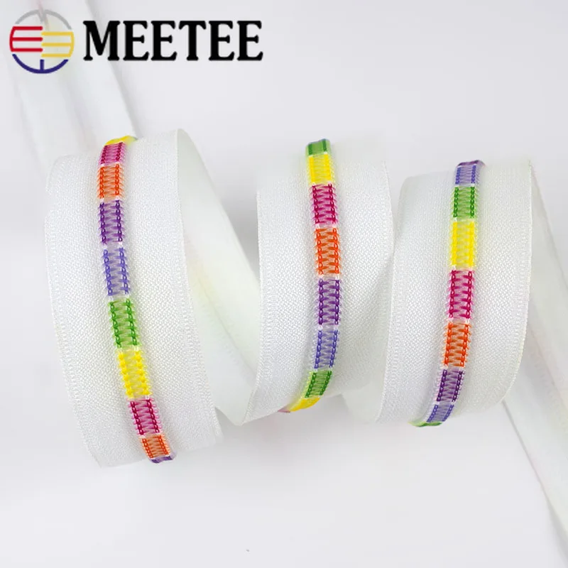 Meetee 2/5/10 метров 5 # белые Цветные Зубы катушки нейлоновые застежки молнии для шитья
