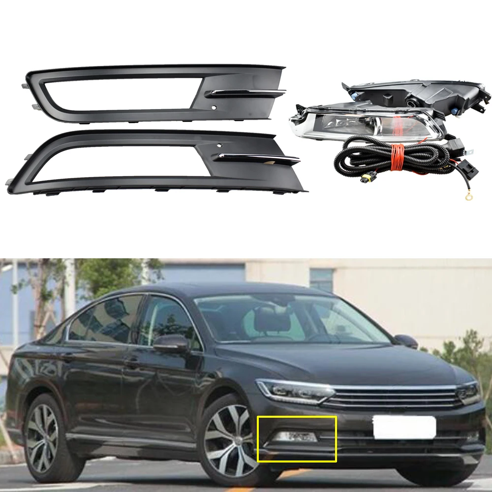 

1 пара противотумансветильник фар для стайлинга автомобиля Passat B8 2015 2016 2017 2018 2019 2020, передние Галогенные Противотуманные фары и провод
