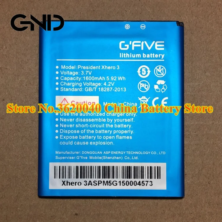 GND 3 7 V 1600 мА/ч 5.92Wh президент Xhero замена Батарея для GɿiVE новых литий-ионный