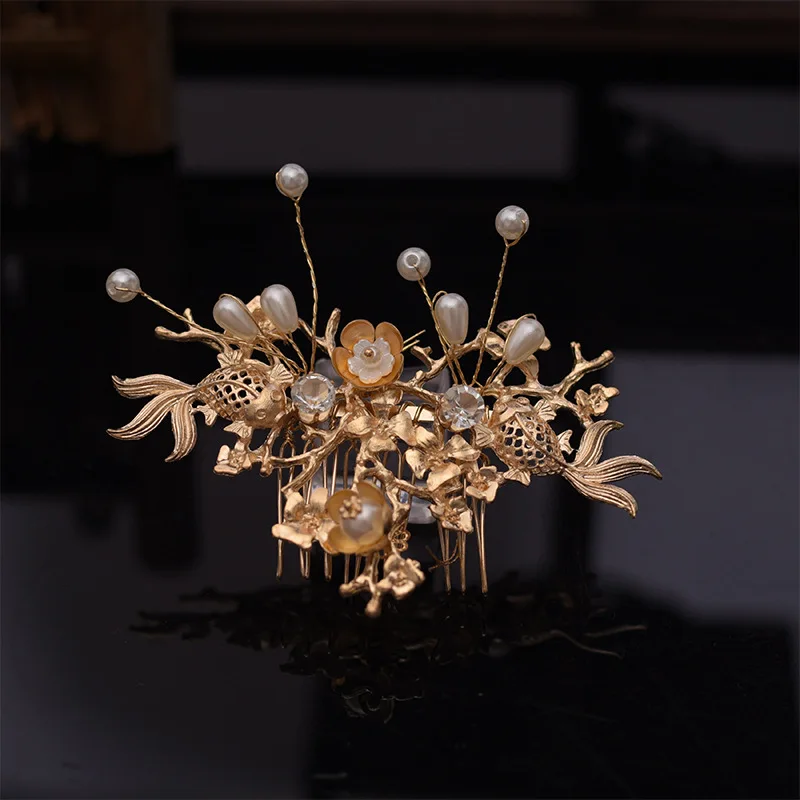 Hanfu тиара костюм невесты аксессуары для волос Китайская Корона Феникс роскошные