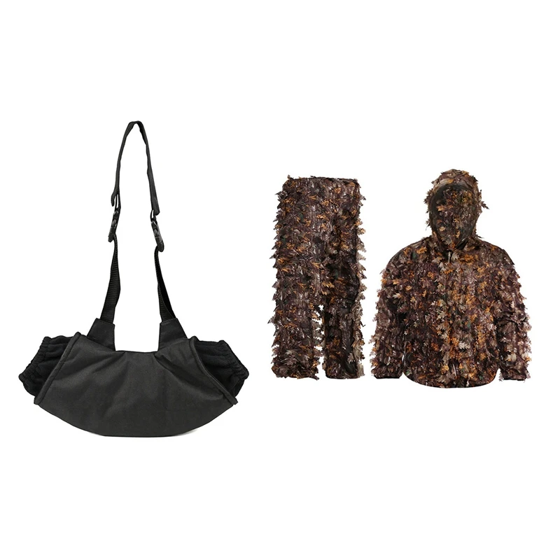 

Quality Unisex Fleece Hand Muff Pak Warmer For Hunting Winter Gloves With Sticky Flower Bionic Leaves Camouflage Suit Set