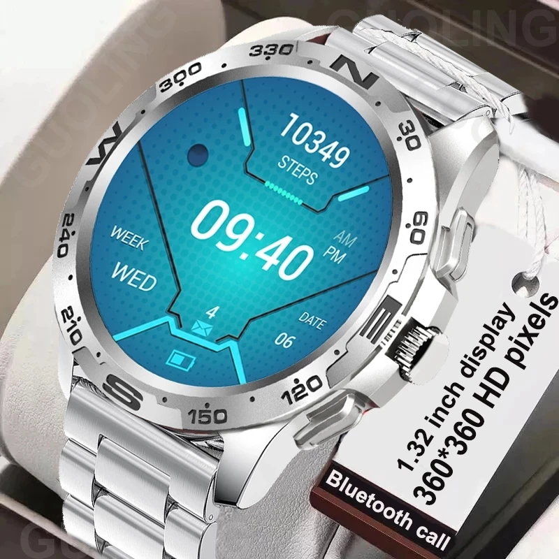 

2022 New Bluetooth Call Smart Watch Men Sports Fitness Tracker Waterproof 1.32 Inch 360*360HD Pixel Display Men Smartwatches+Box
