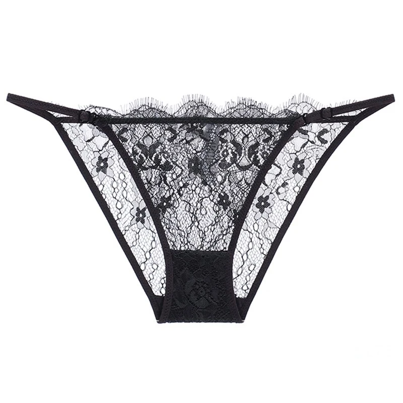 

2021 Women Low Waist Underwear Eyelash Female Sexy Lace Panties French Style Ultra-thin Hollow Panties Ladies Lingerie