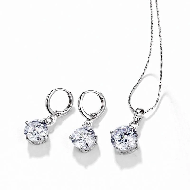 Женский ювелирный комплект из одного камня MxGxFam золотого цвета (ожерелье и серьги