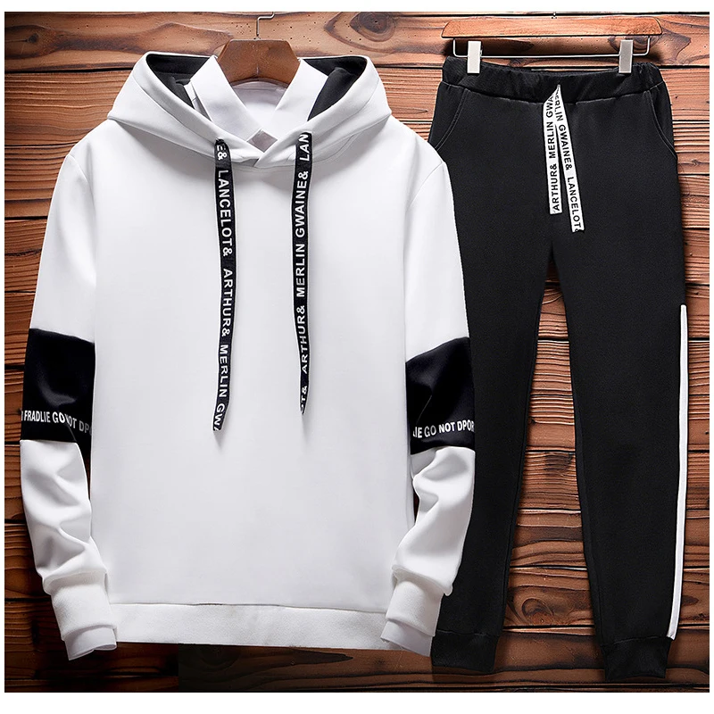 

Free Shipping Men Casual Sweatshirts Set Male Clothing Streetwear Men's Tracksuit Hoodies Set Sweatshirt+Sweatpant 2 Pieces Suit