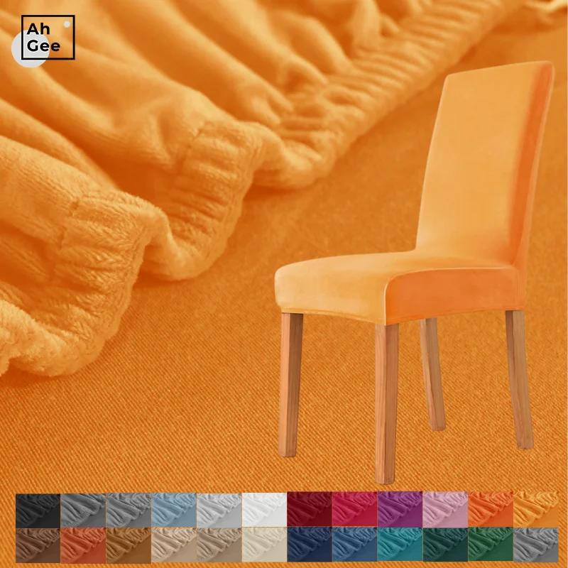 

Golden Velvet Chair Cover With Back Spandex Chair Cover Stretch For Dining Room Elastic Covers Chairs For Chairs For Kitchen