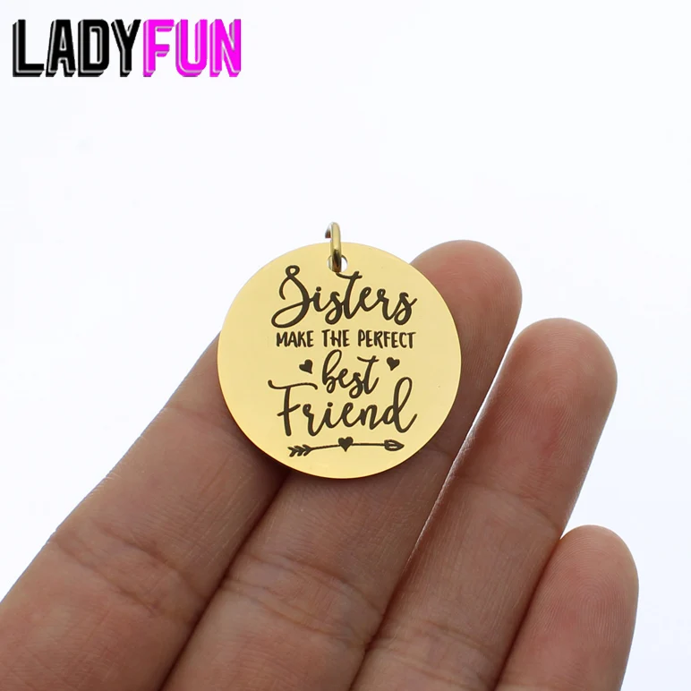 

Сестры в качестве прекрасного best friend» амулеты из нержавеющей стали с фокусным расстоянием 25 мм Полированная зеркальная поверхность ювелир...