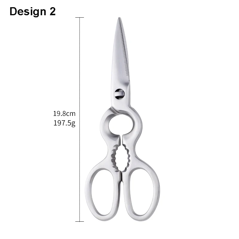 Design2 Silver-1Pc 1 шт. кухонные ножницы из нержавеющей стали, инструмент для мяса рыбы, Щелкунчик для бутылок, нож для костей, съемные кухонные инструменты - Цвет: Design2 Silver-1Pc