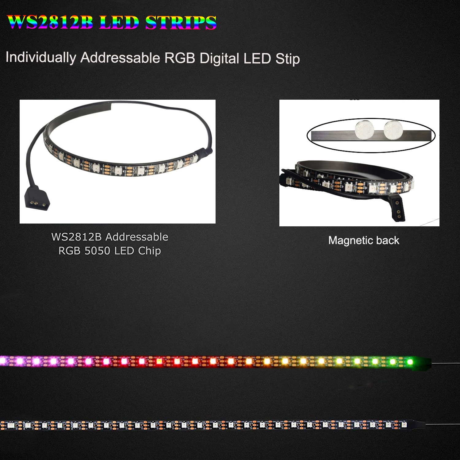 Светодиодная лента ws2812b RGB подсветка с магнитом 5 В|Светодиодные ленты| |