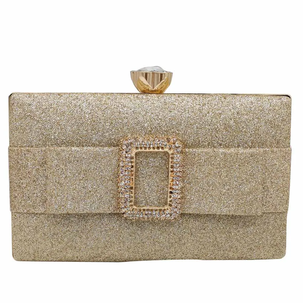 Gold Clutch Bag Бутик De FGG Модные женские блестящие вечерние сумки и клатчи в твердом корпусе вечерние сумочки с ремешком - Цвет: Gold Clutch Bag