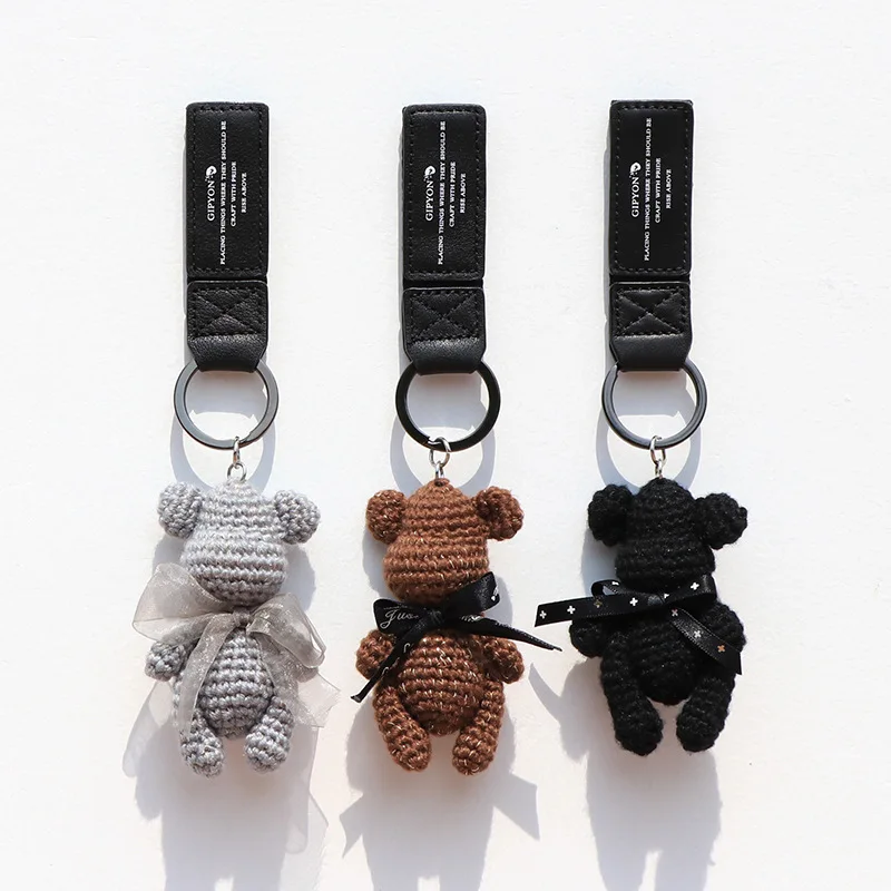 New Arrival Leather Tassel Bow-knot Bomgom Bears Keychains All hand-woven Gloomy Bear Key Ring Car Chains Bag Pendant 2020 | Украшения и