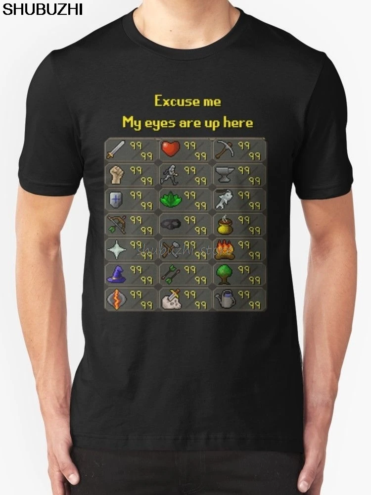 Мужская одежда shubuzhi, хип-хоп, Harajuku, рубашки Runescape My Eyes Are Up Here, Мужская футболка, хлопок, с принтом, для мужчин, s S-3XL, sbz1104