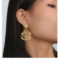 new fashion geometric golden earrings womens exaggerated punk statement earrings jewelry wholesale