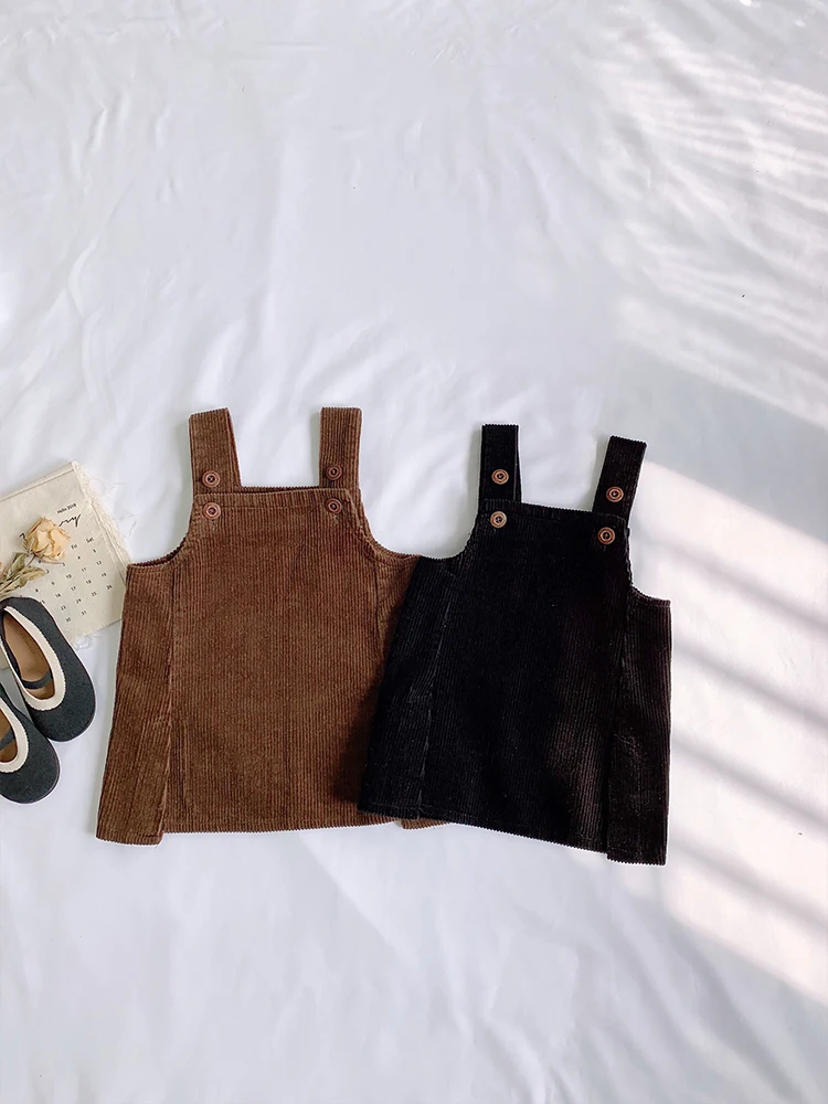 Детские платья для девочек повседневное вельветовое платье на бретелях