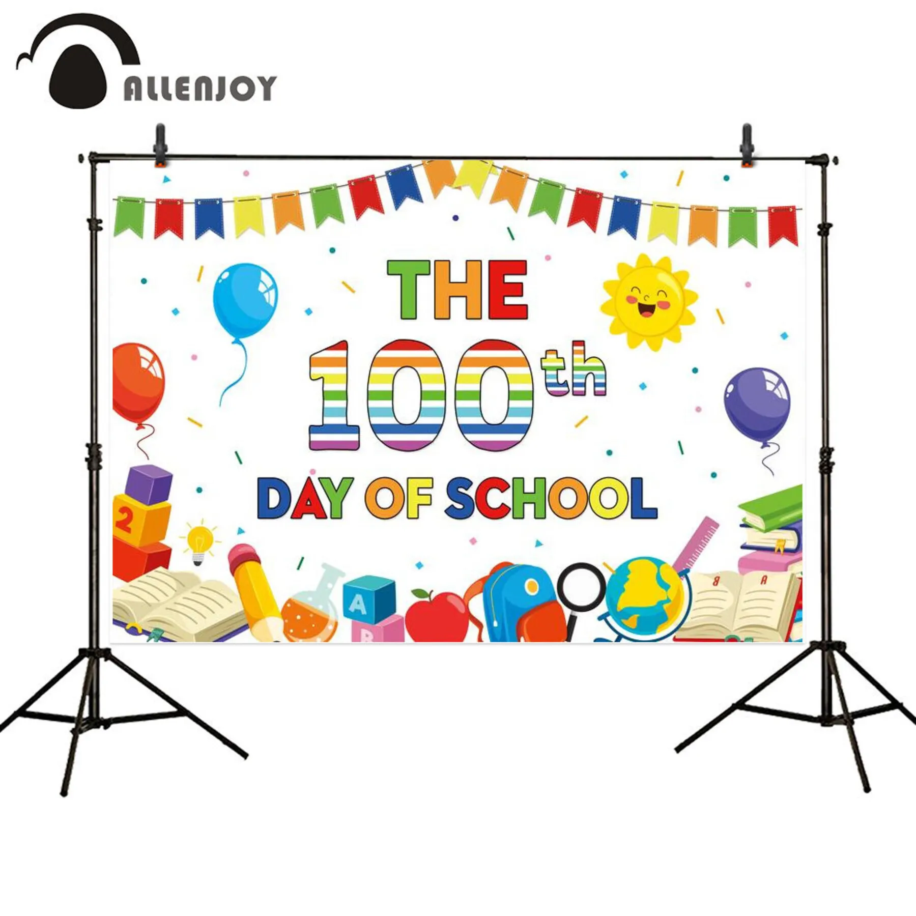 

Allenjoy 7x5ft 100 Days of School Background for Girls Boys Kids Celebrating Birthday Party Shooting Decoration Background"