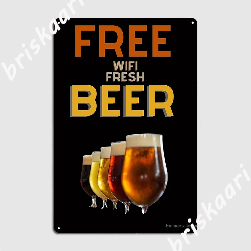 Бесплатный Wi-Fi и немного свежего пива металлическая вывеска паб гараж винтажный