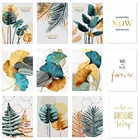 Настенная живопись с изображением оранжевых листьев пальмы гинкго, букв растений, в скандинавском стиле, Декоративные плакаты для гостиной, Современный домашний декор