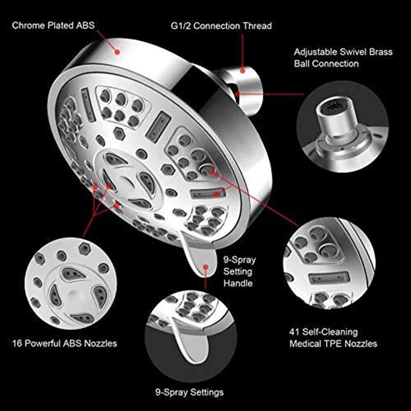high pressure fixed shower head upgraded 9 functions adjustable bathroom showerhead multi functional wall mount fixed shower hea free global shipping