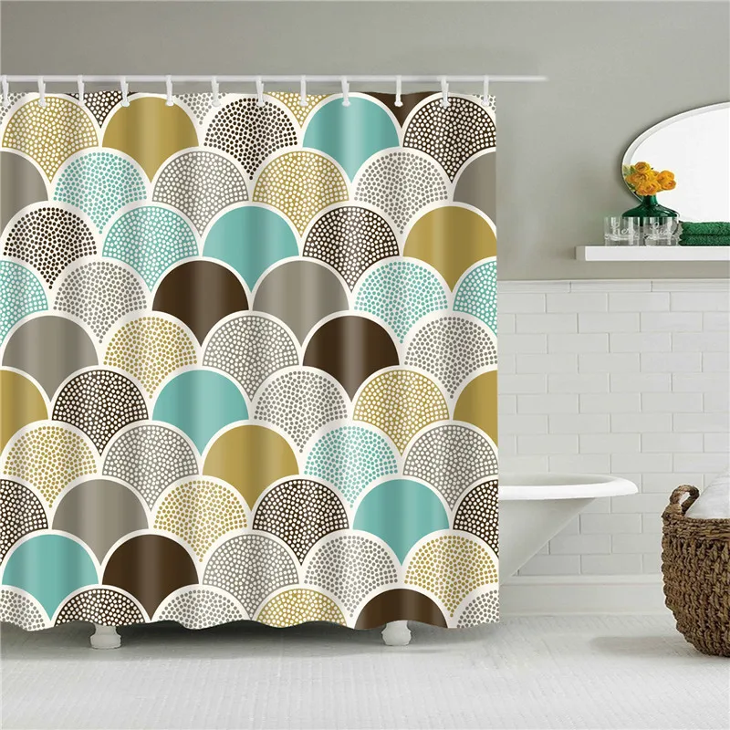 Занавеска для душа с принтом в виде рыбьей чешуи забавная Водонепроницаемая