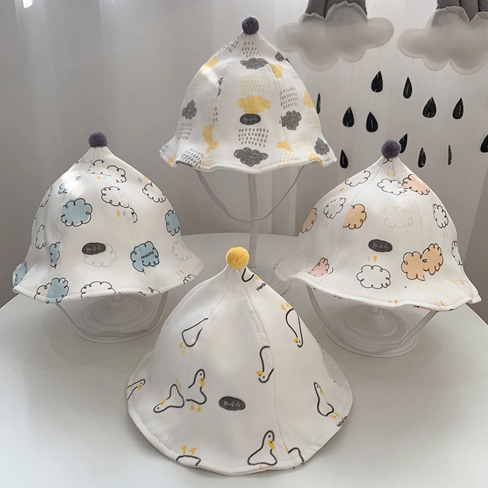 

Cute Multicolor Children's Fisherman Hat Summer Baby Breathable Cloud Cartoon Bucket Hats for Children Beach Sun Hat Cap