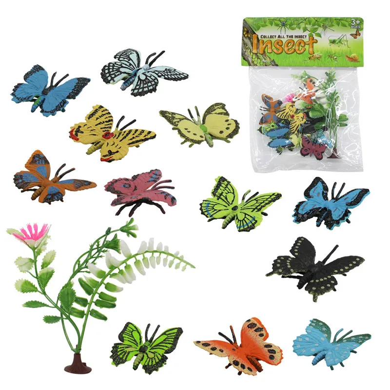 

12 шт./партия, пластиковые фигурки насекомых, Божья коровка