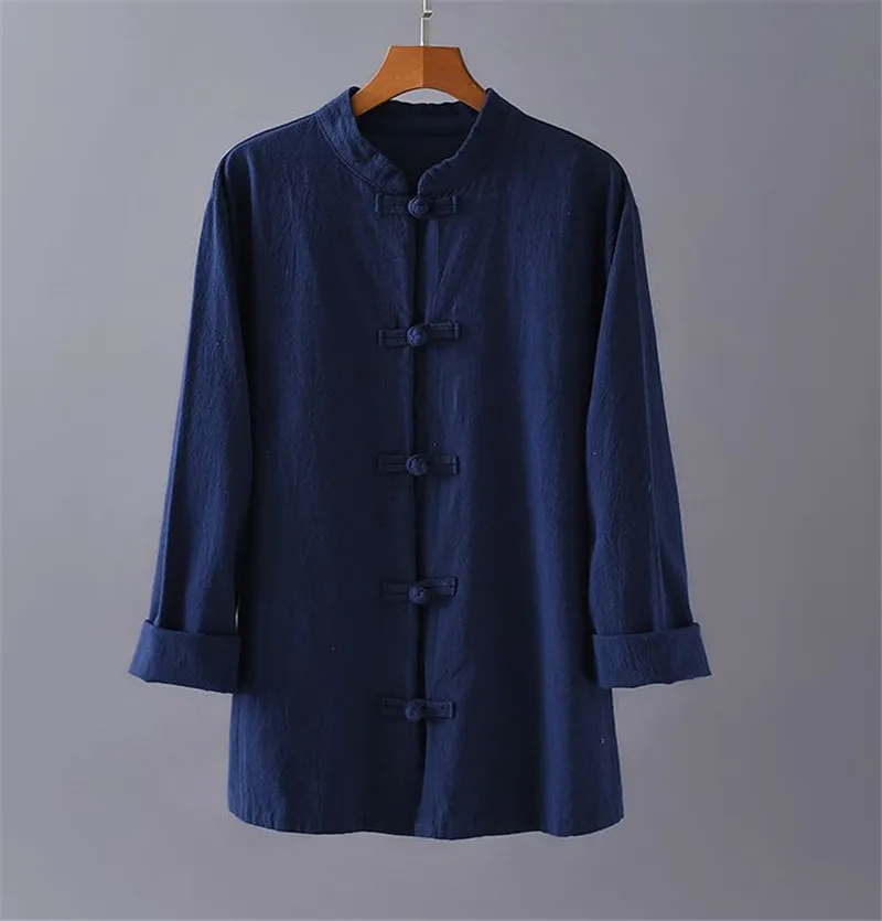 

2020 new cotton and hemp Vintage collar button up shirt women's coat morning exercise Taiji suit loose