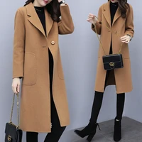 new 2019 woman wool coat high quality winter jacket women slim woolen long cashmere coats casual cardigan jackets elegant blend