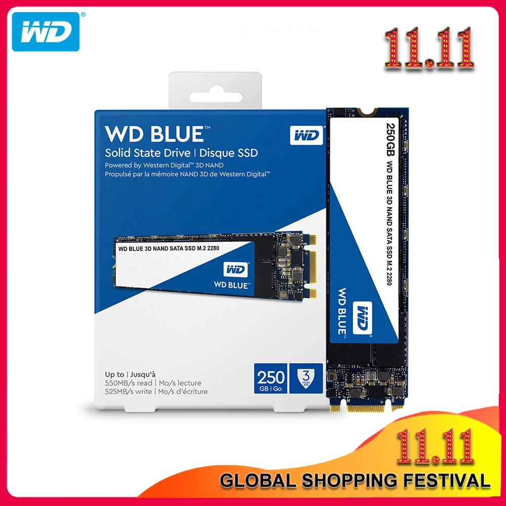 Оригинальный Western Digital Blue SSD 250 ГБ 500 M.2 2280 560 МБ/с. Внутренний твердотельный