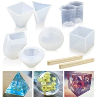 18pcs set epoxy resin mold designer diy orgonite pyramidsphere cube squareball candle soap making kit