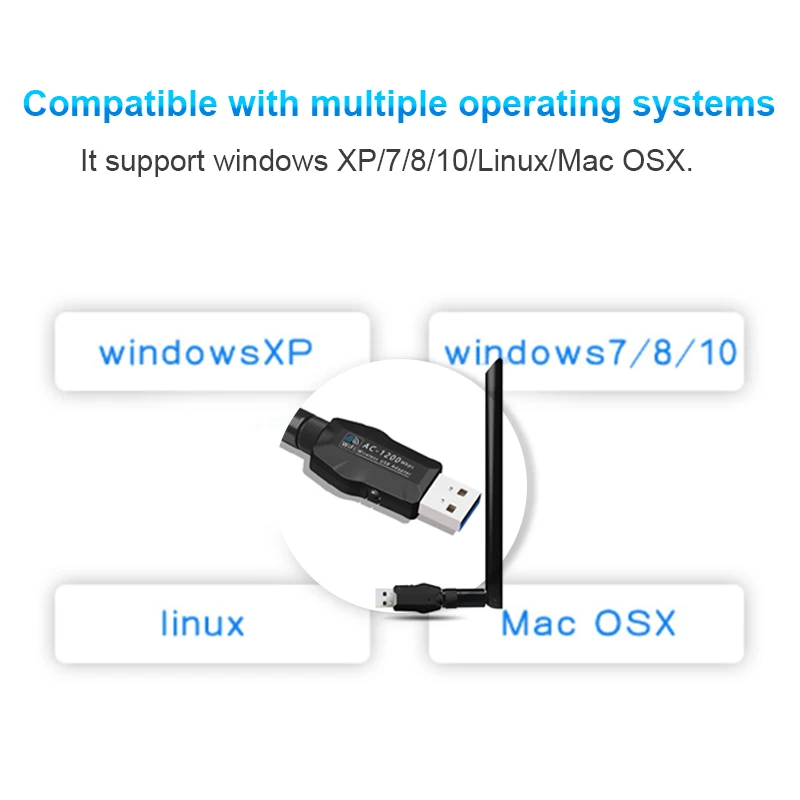 Wifi адаптер 1200 Мбит/с USB3.0 беспроводной антенный RTL8812BU 5dBi антенна сетевая карта для