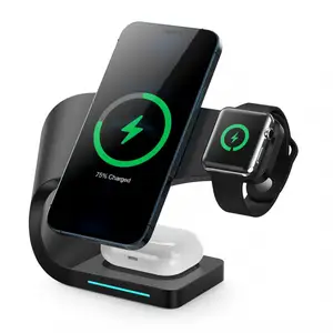 2021 4 in 1 wireless charger dock station for iphoneandroid phones 15w magnetic wireless fast charging for apple watch airpods free global shipping