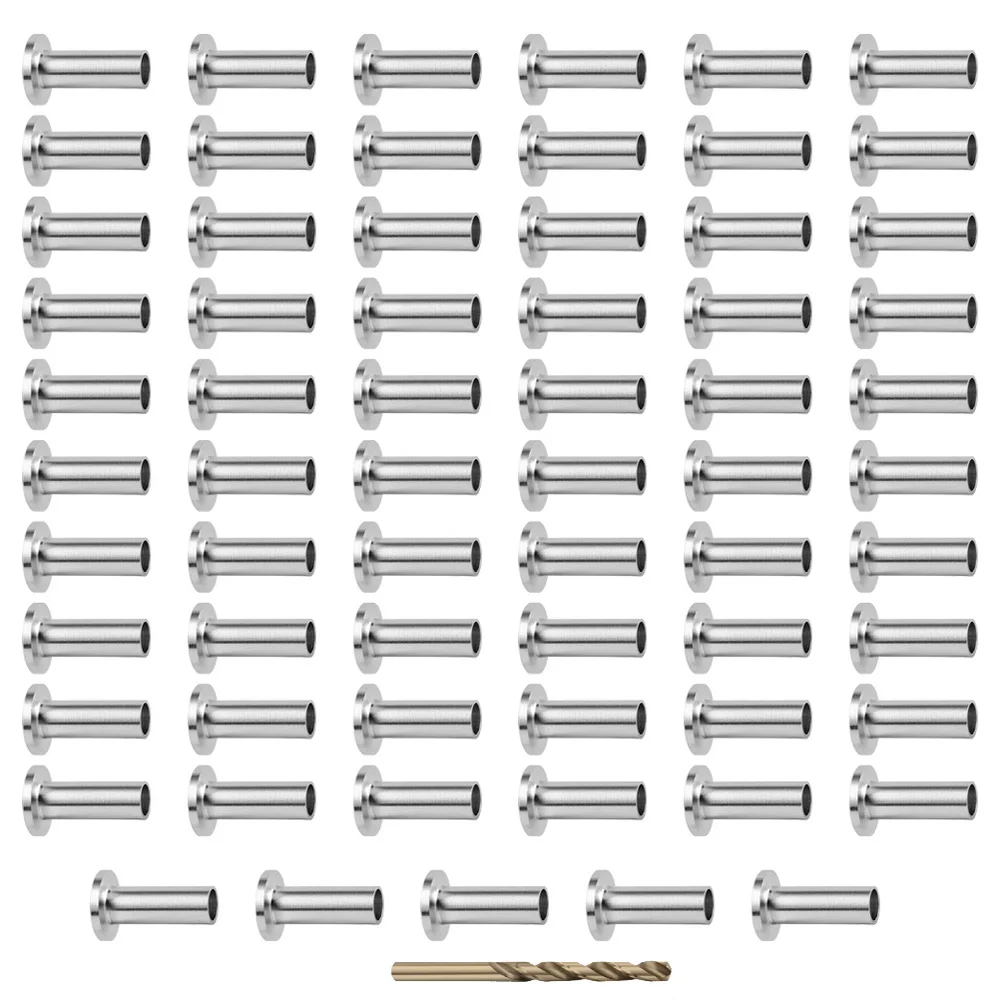 

65pcs Stainless Steel Railing Wire Rope Protector Sleeves with 1pc Drill Bit