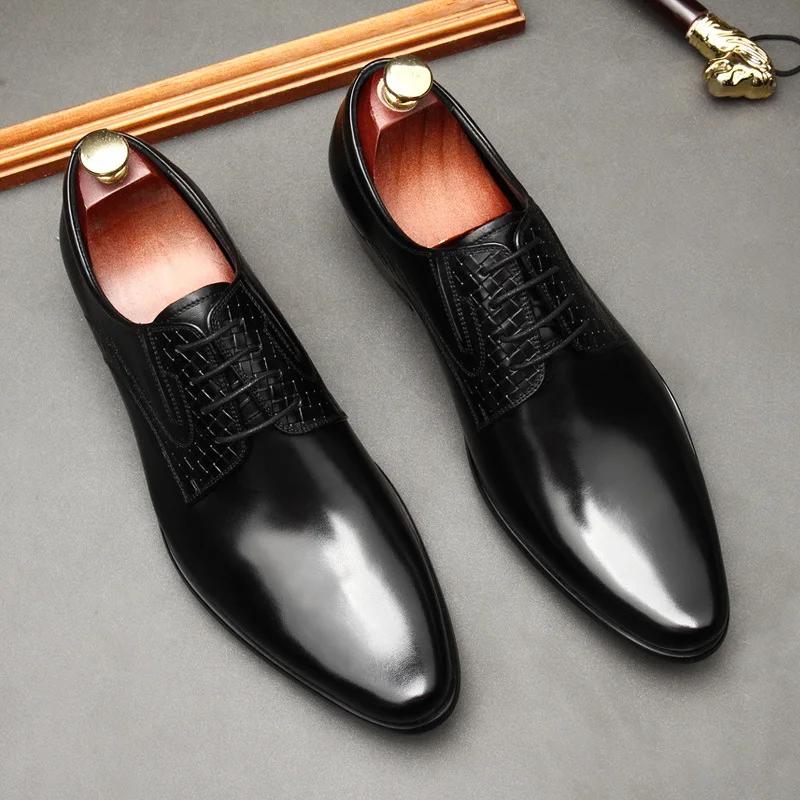 Туфли-оксфорды мужские ручной работы Роскошные на шнуровке заостренный носок