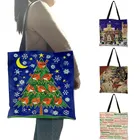 Индивидуальные креативные женские большие сумки-тоуты с принтом рождественской елки, женская сумка, многоразовый шоппер, сумка на плечо для покупок B13208