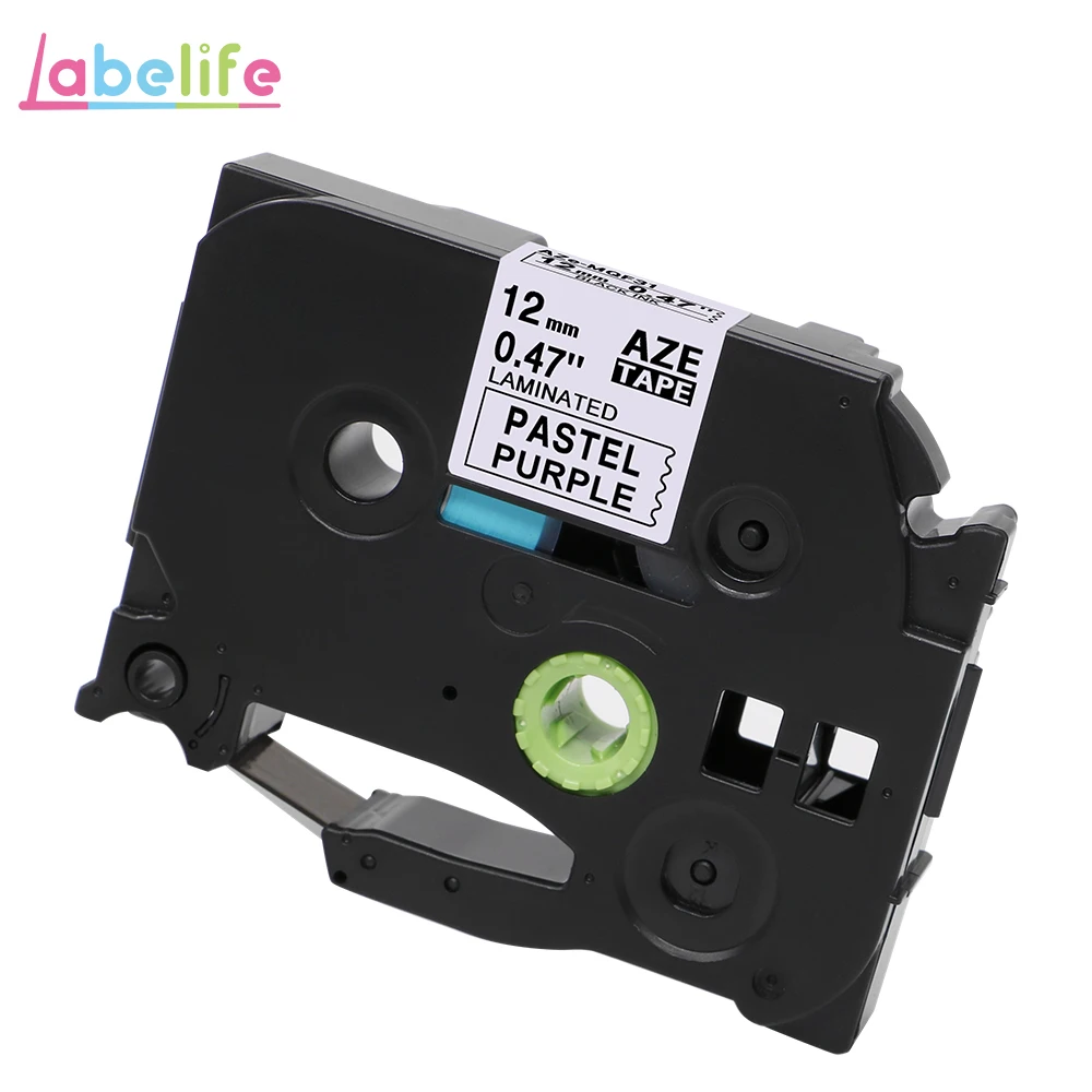 Labelife, 1 шт., 12 мм, матовые бумажные ленты TZe MQP35 TZe M31, белые, ягодно-розовые, совместимые с Brother PTouch, для изготовления этикеток, PT-D210 - Цвет: Pastel Purple