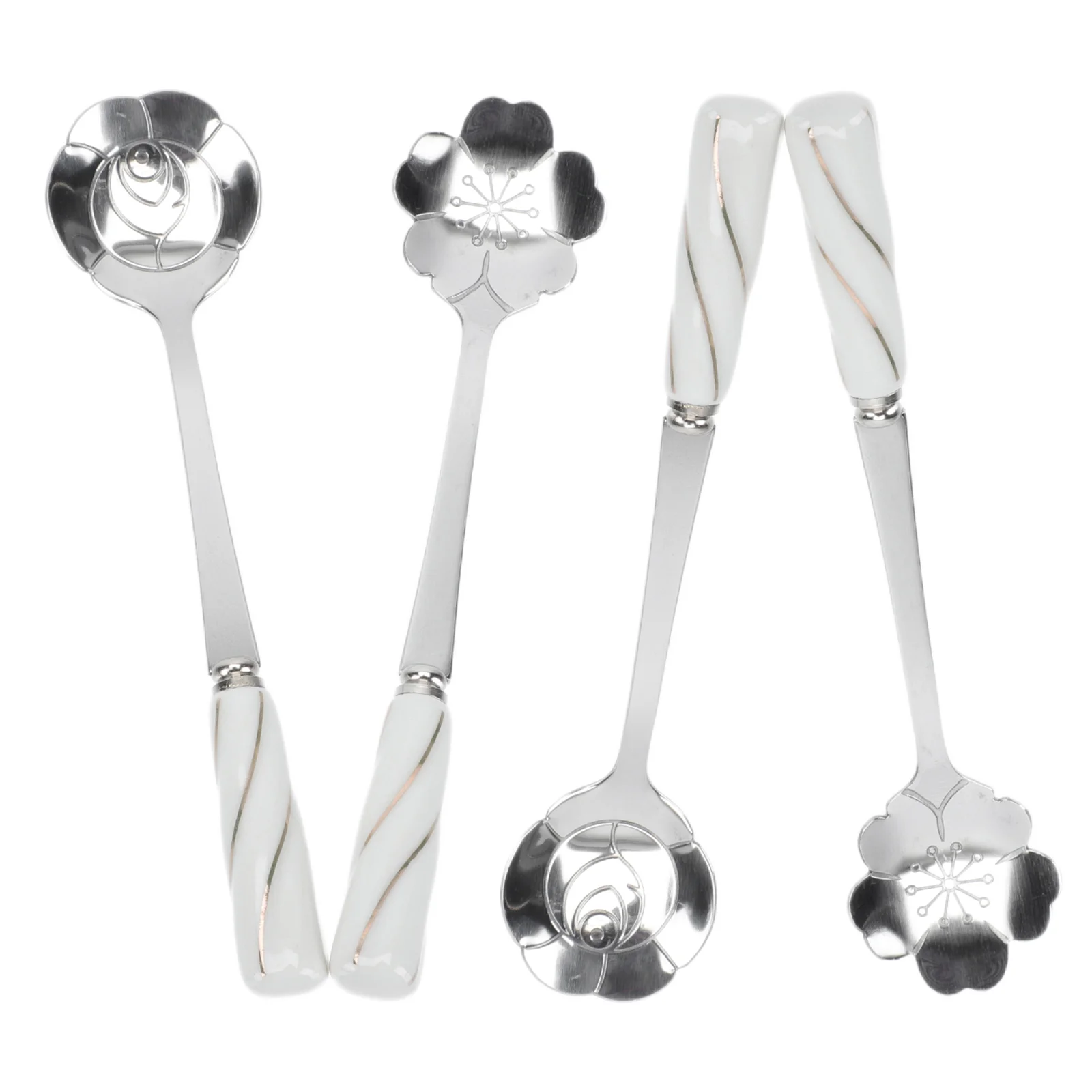 

4Pcs Stainless Steel Dessert Spoons Lovely Coffee Spoons Useful Cake Spoons