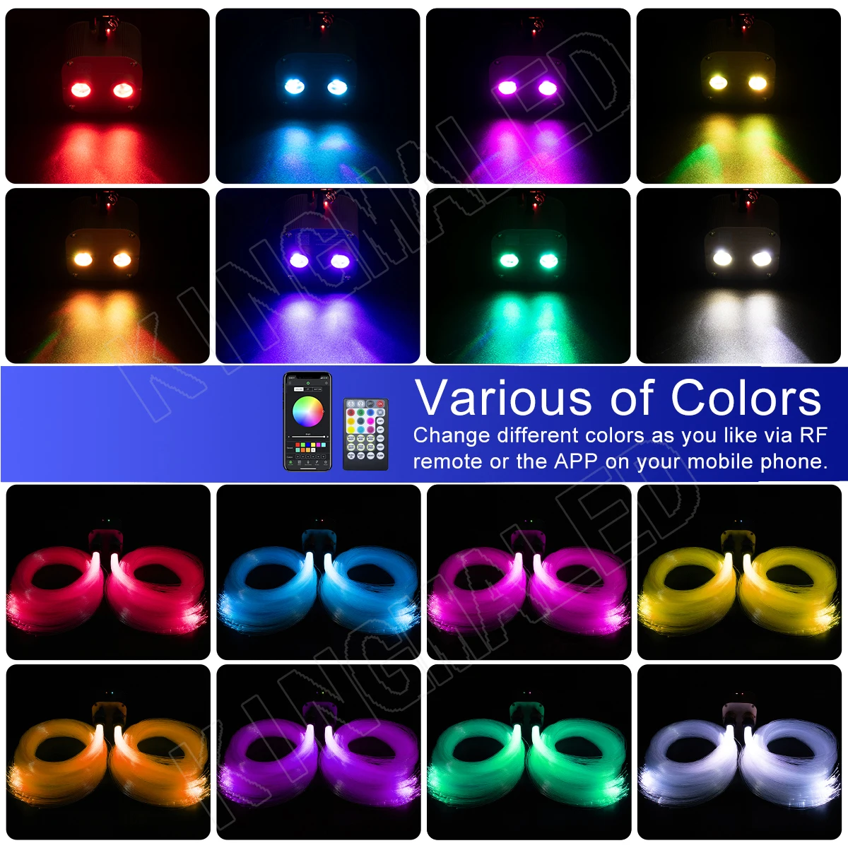 20 Вт RGBW мерцание оптоволоконный светильник s Bluetooth APP Управление потолочный