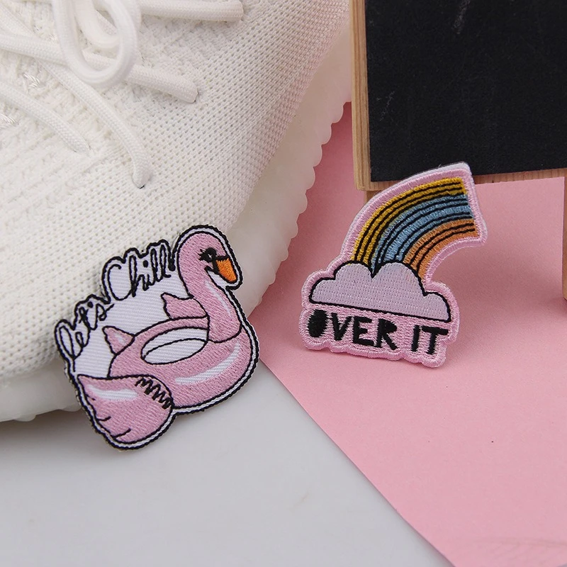 Мультяшные радужные нашивки для одежды модные вышитые значки с надписью &quotHELLO&quot