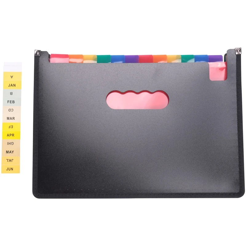 

Expanding File Folder 24 Pockets, black Accordion A4 folder