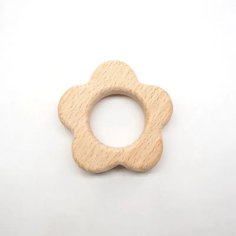 Chenkai 10 шт. деревянный Прорезыватель "Слон" кольцо DIY Экологичная незавершенная Младенческая Погремушка прорезыватель, захватывающие Деревянные игрушки животных - Цвет: Flower