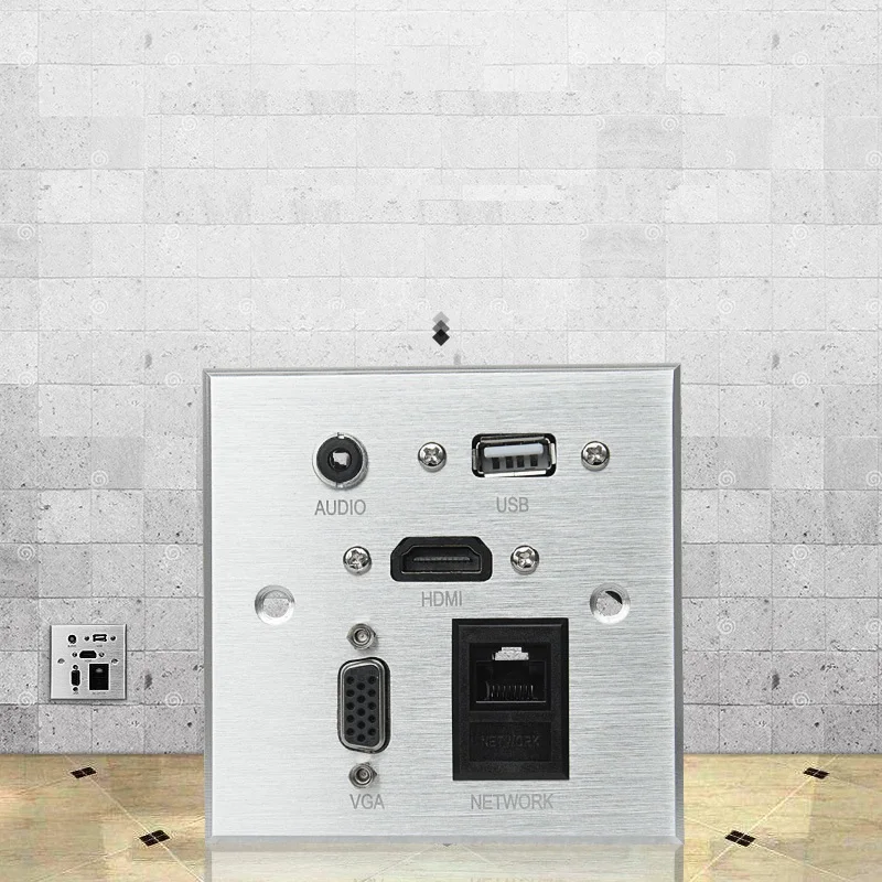 Welding free aluminum alloy panel Wall USB Charger AUDIO VGA socket Model 86 multifunctional Multimedia information |