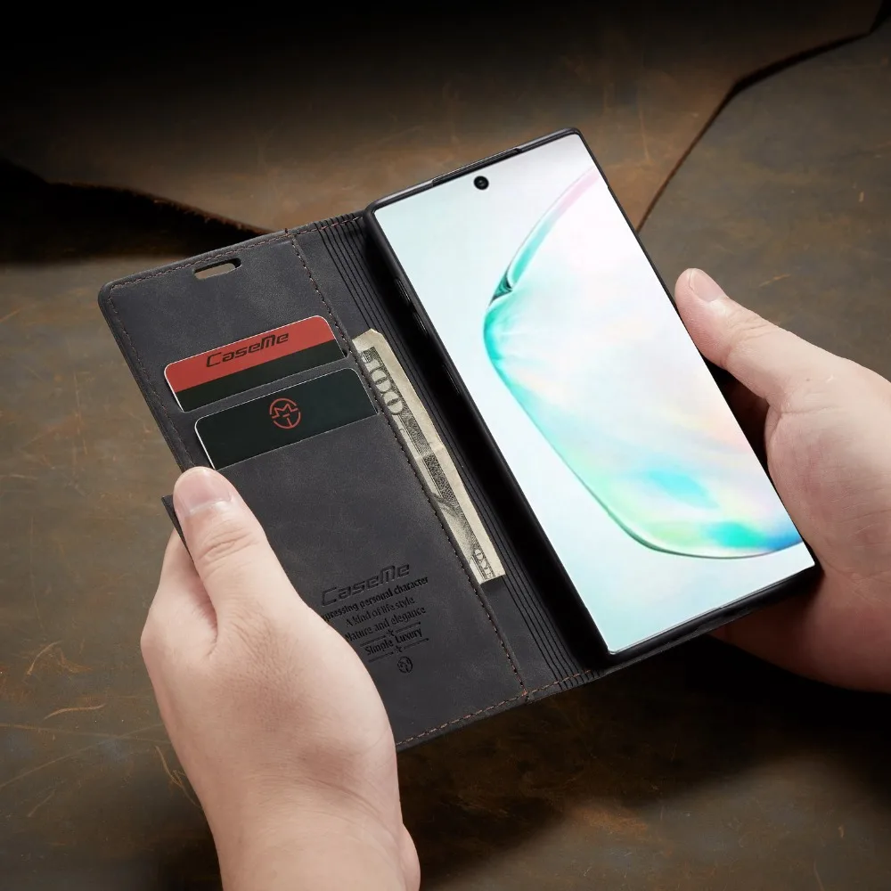 Чехол для Galaxy Note 10 из искусственной кожи с держателем для карт наличных денег, Ретро Чехол-бумажник для задней крышки для samsung Galaxy Note 10 Pro