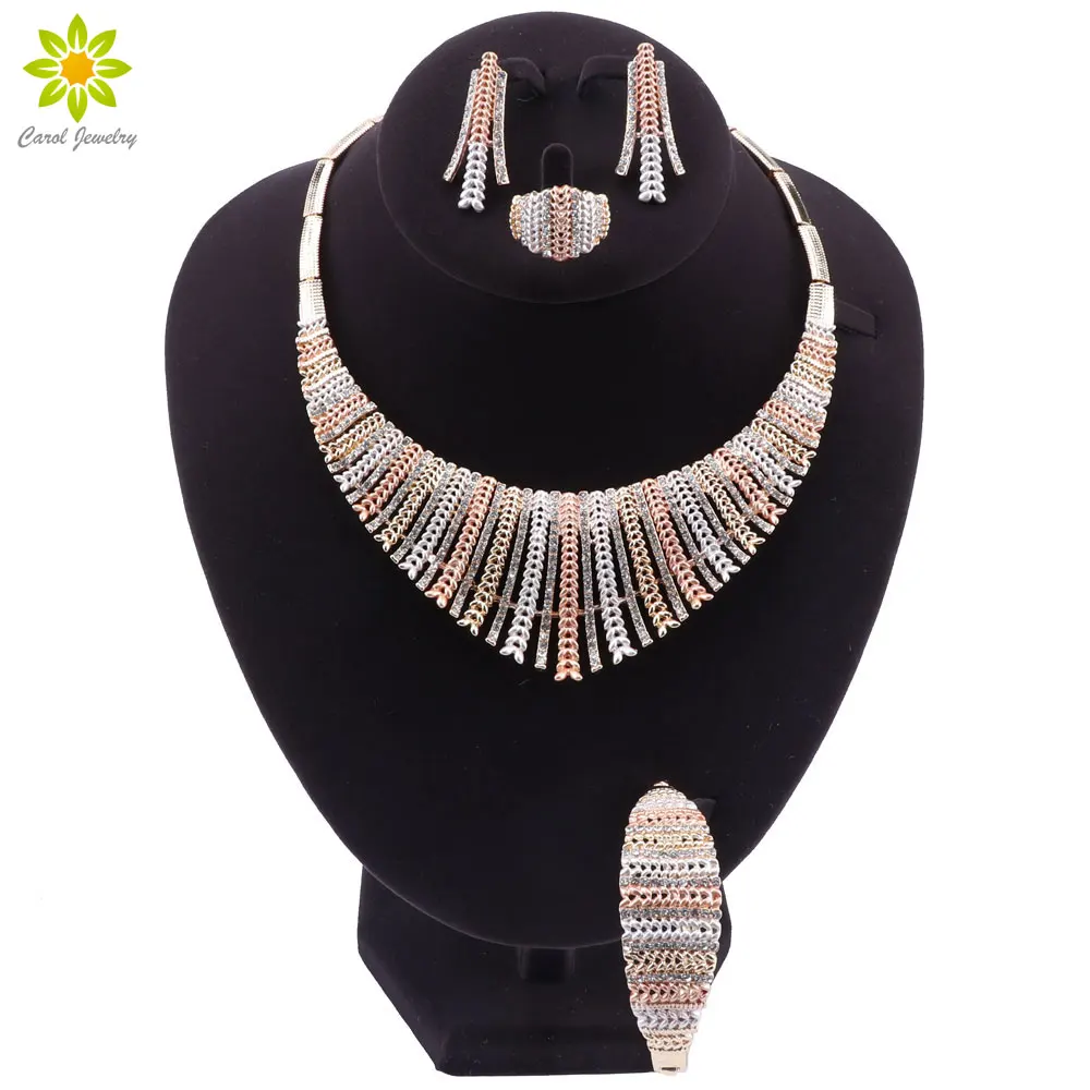 Роскошные женские свадебные ювелирные наборы Африканское ожерелье серьги